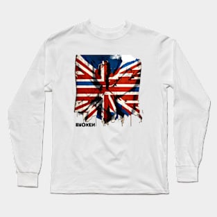 BROKEN BRITISH UK FLAG Long Sleeve T-Shirt